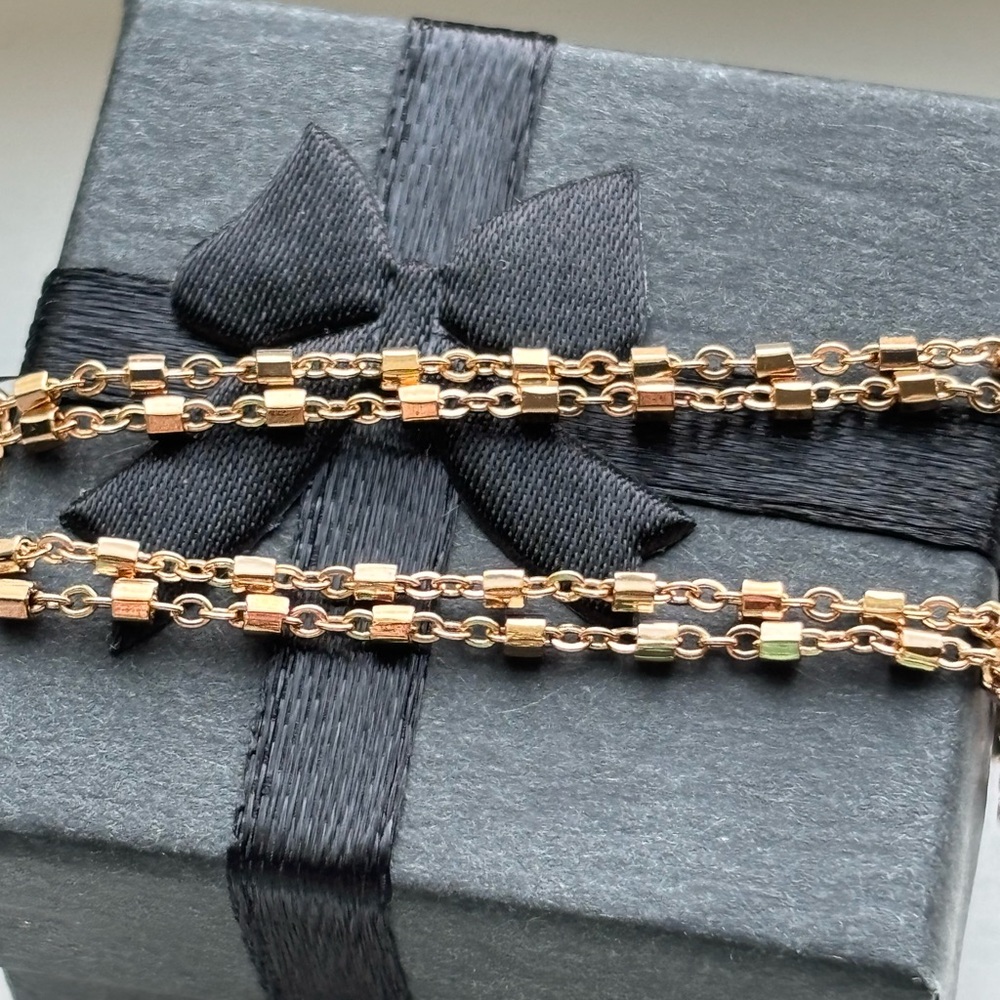 Vintage Michael Anthony 18K GP Rose Gold Necklace Stamped Designer Diamond Cut